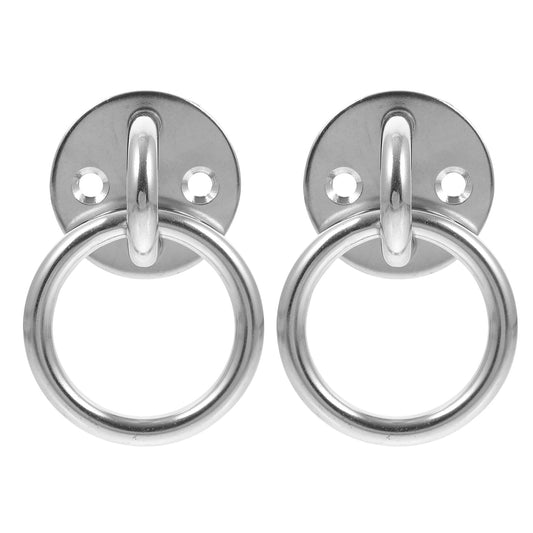 FUEENIRVA Round Pad Ring 2Pcs for Hammock Mount Part Heavy Duty Silver