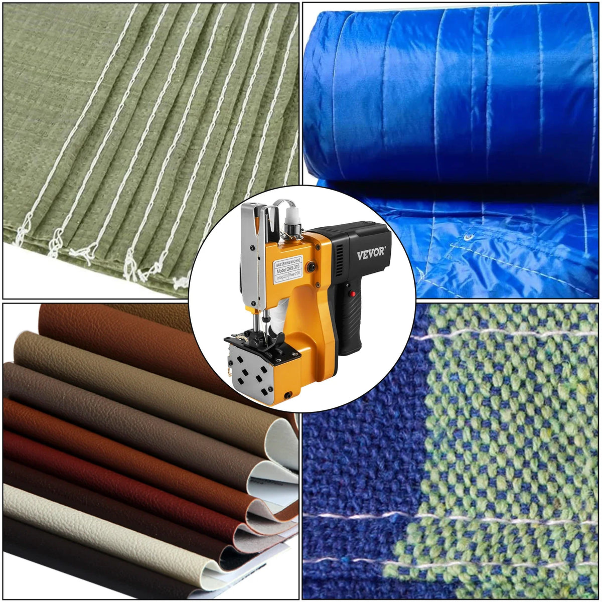 Portable Bag Closer Sewing Machine Bag Stitcher Yellow Adjustable Thickness Tightness GK9-370 Model for Express Company