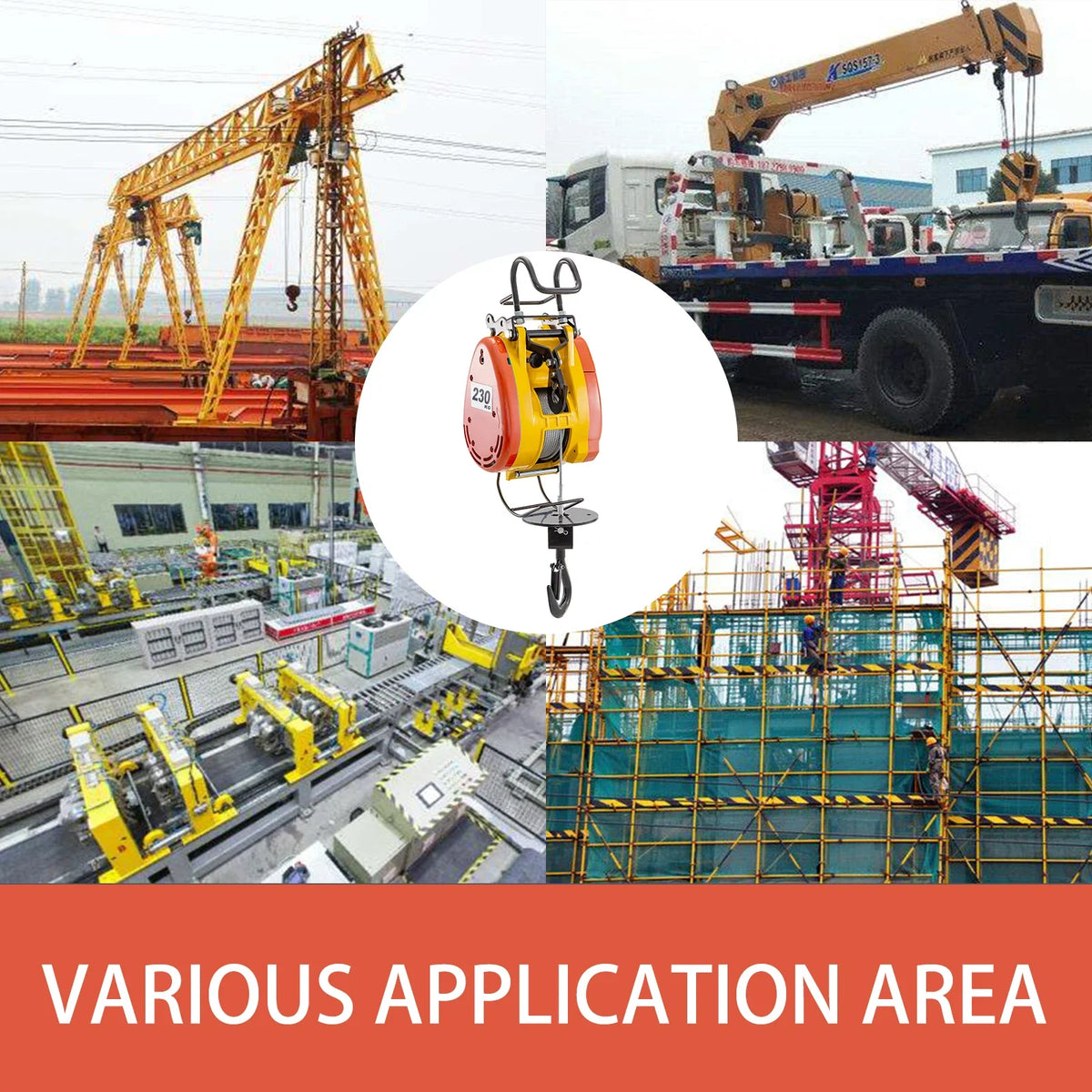 230Kg/507LBS Electric Hoist Crane with 30M Rope Wire and Wired Remote Control Portable Lift Winch Remote Control Auto Lift