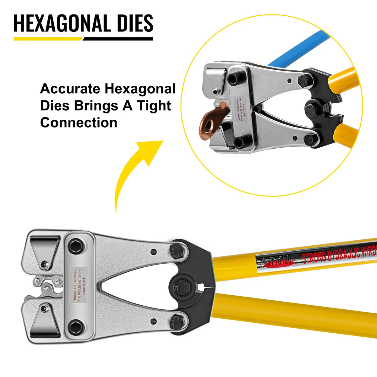 Hex Connector Crimping Plier 10-120mm2 Battery Cable Lug Terminal Crimper Non-Welding Standard Electrical Connection Tool