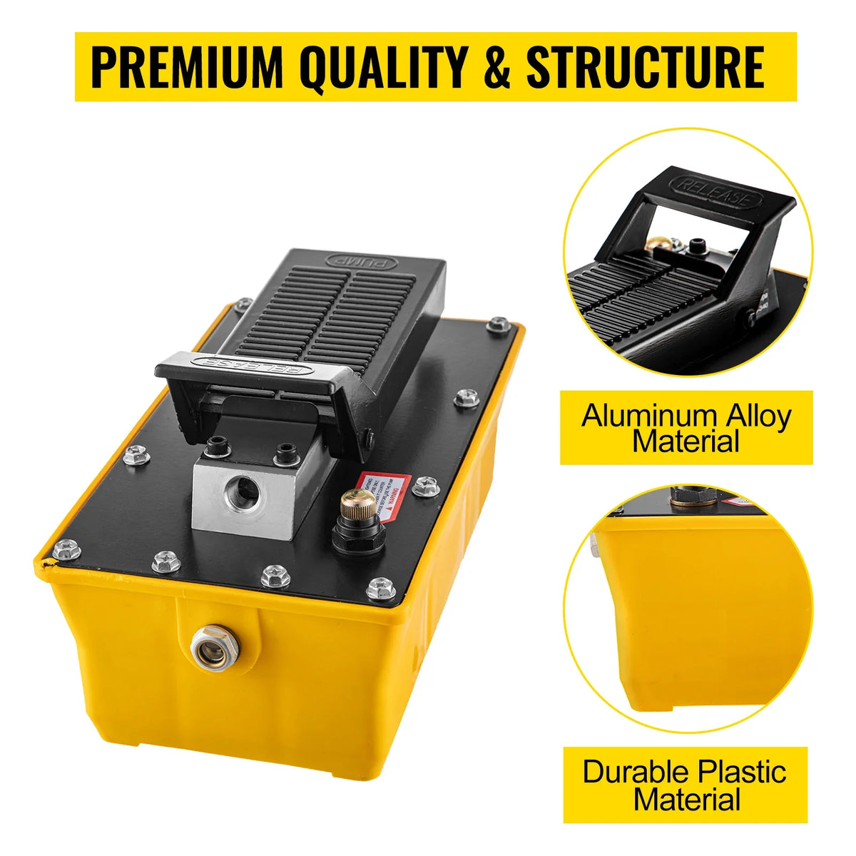 2.3L Fuel Tank 10000 PSI Air Hydraulic Foot Pump Single Acting with 200cm Oil Pipe & Spray Gun for Auto Repair Oil Rigging