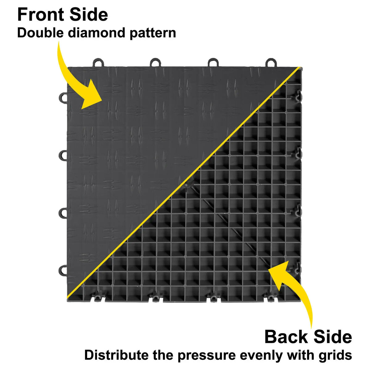 Garage Flooring Tiles 12"x12" 25 Or 50 Pack Graphite Interlock Flooring Diamond Garage Floor Suitable For Basement Gym Mat