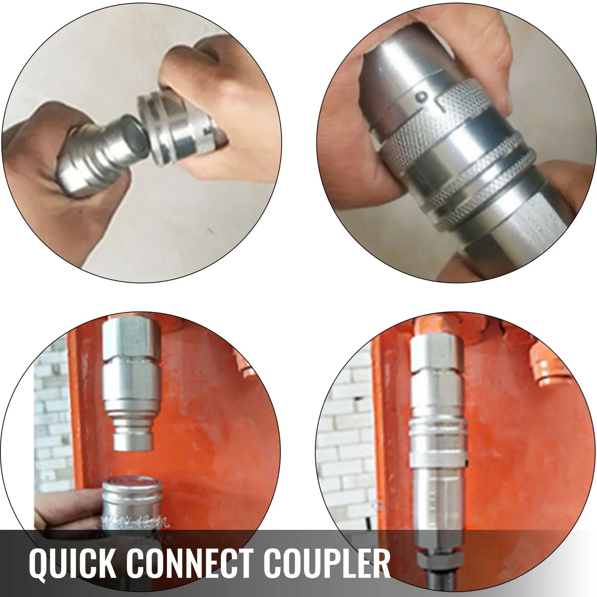 2 Pairs Hydraulic Coupler Quick Connect Coupling Pioneer Ball 1/4" Body & NPT Thread Flat Face for Most Skid Steer Loaders