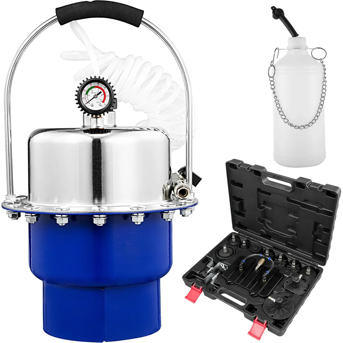 Pneumatic Air Pressure Brake Bleeder Kit Car Brake Fluid Oil Change Tool With 5L Tank for Bleeding Brake and Clutch System
