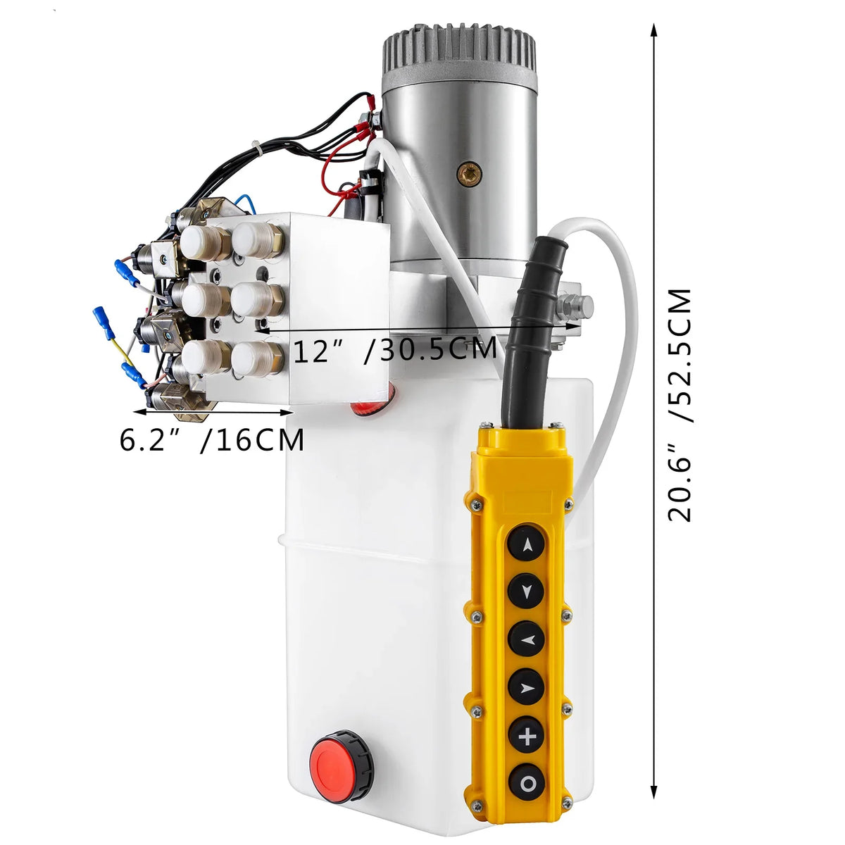 6 Quart Double Acting Hydraulic Pump Car Jack Dump Trailer White Oil Tank Power Unit for Truck Tailgate Lift RV Leveling