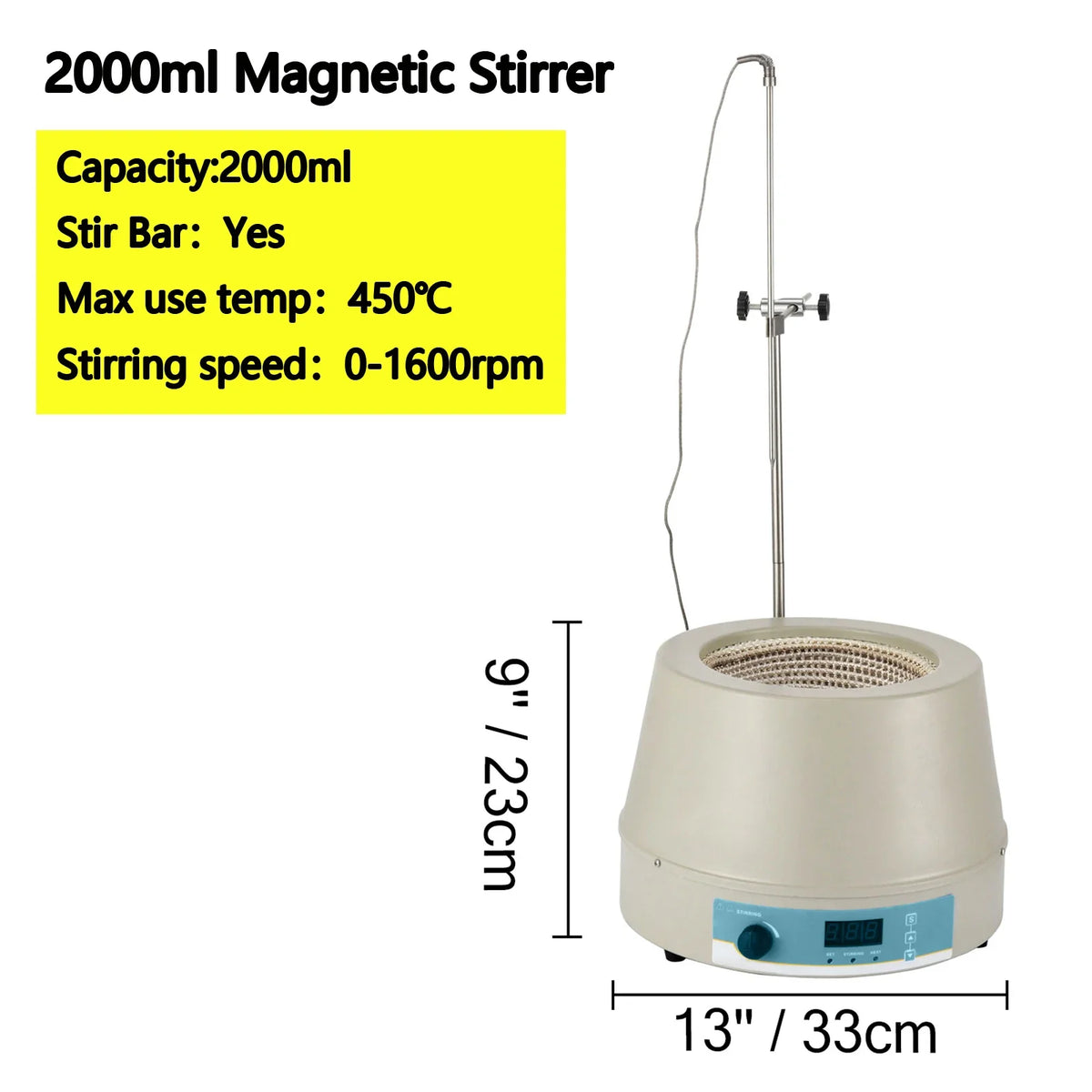 0.5L 1L 2L Heating Magnetic Agitador Digital Display Stirrer Hot Plate Vortrx Mixer Shaker Chemical Laboratory W/ Stir Bar