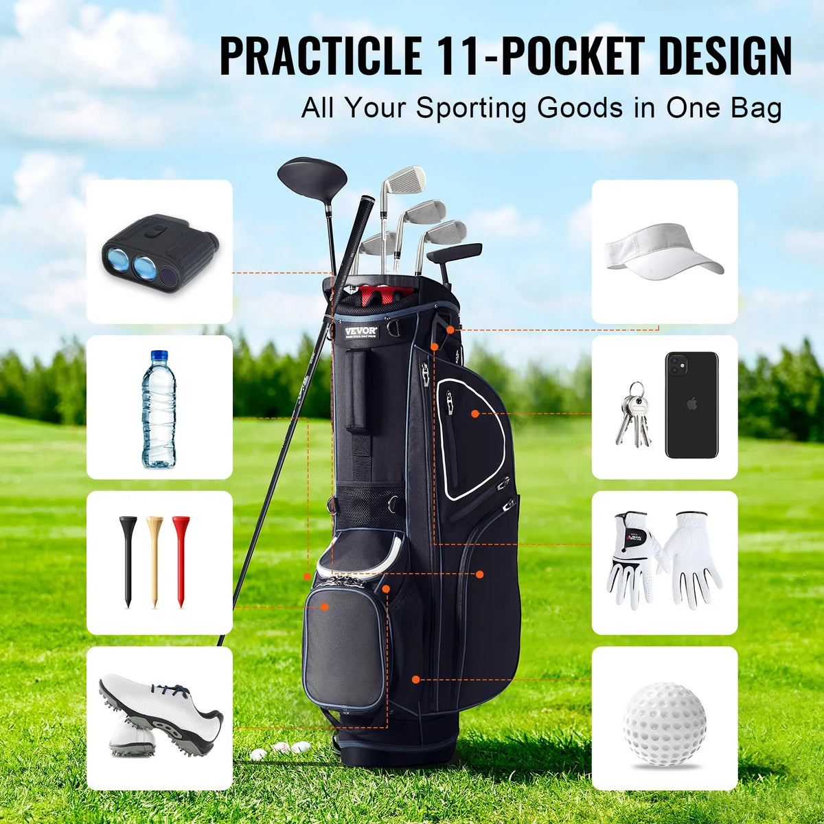 Golf Cart Bag with 14 Way Organizer Divider Top Pockets Premium Cart Bag Durable Golf Bags with Handles & Dust Cover