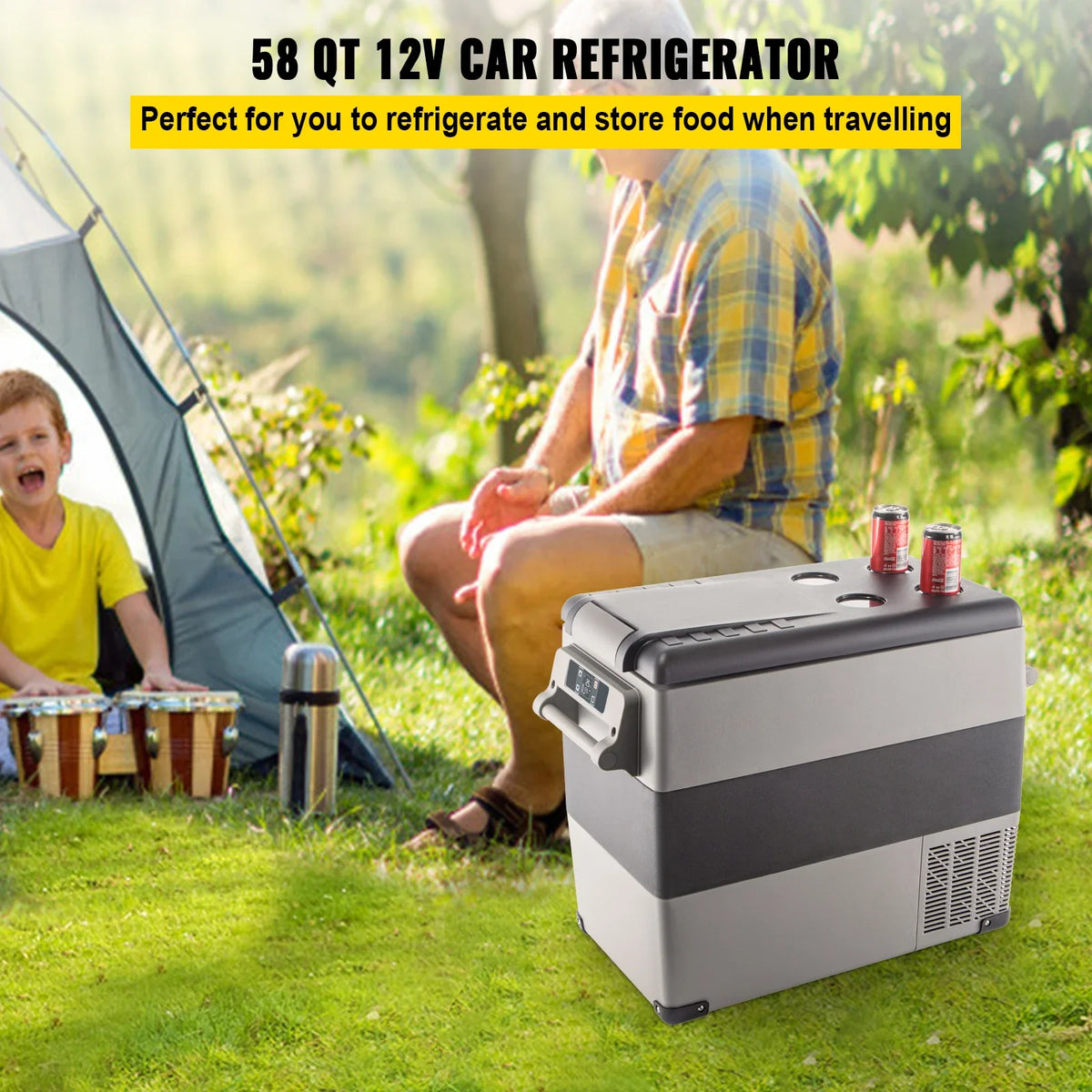 Car Refrigerator 55L Compressor Portable Small Car Refrigerator Freezer Mini Electric Cooler for Vehicle Car Truck Boat