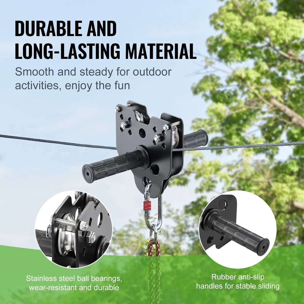 Zipline Kit for Kids and Adult,52-160FT Zipline Kit Up to 500 lbs,Backyard Entertainment Stainless Steel Harness Seat