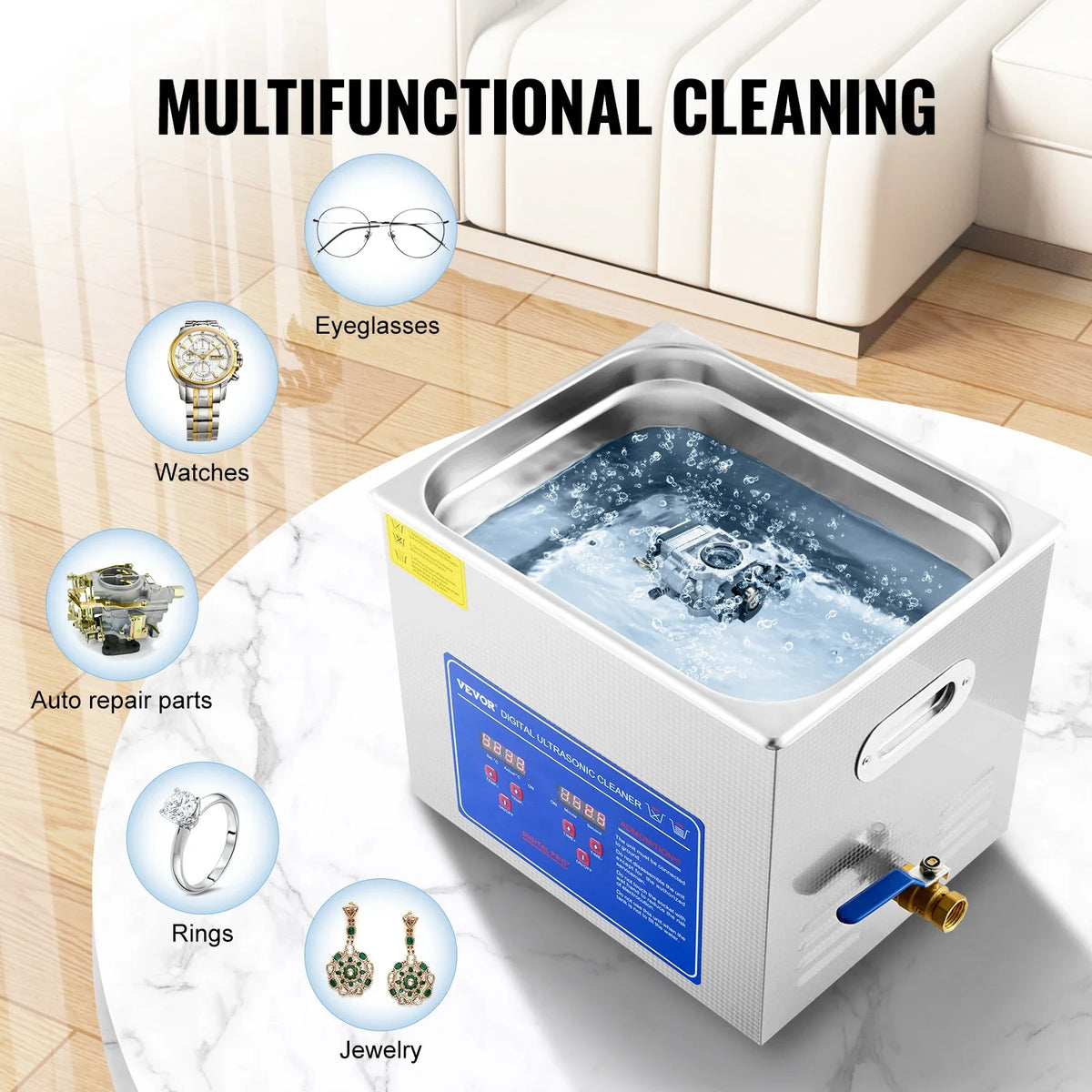 10L Ultrasonic Cleaner Machine Stainless Steel Ultrasonic Cleaning Machine Digital Heater Timer Jewelry Cleaning for Home