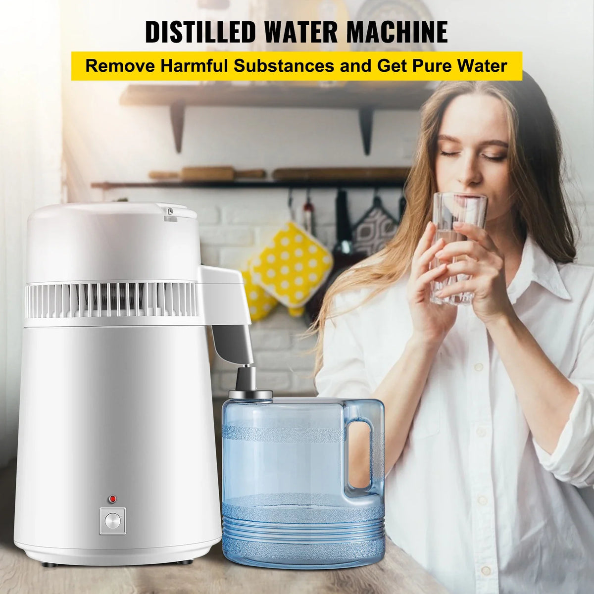 4L Water Distiller Purifier Filter Dispenser Heating Drinking Bottle Softener 304 Stainless Steel Home Appliance for Offic