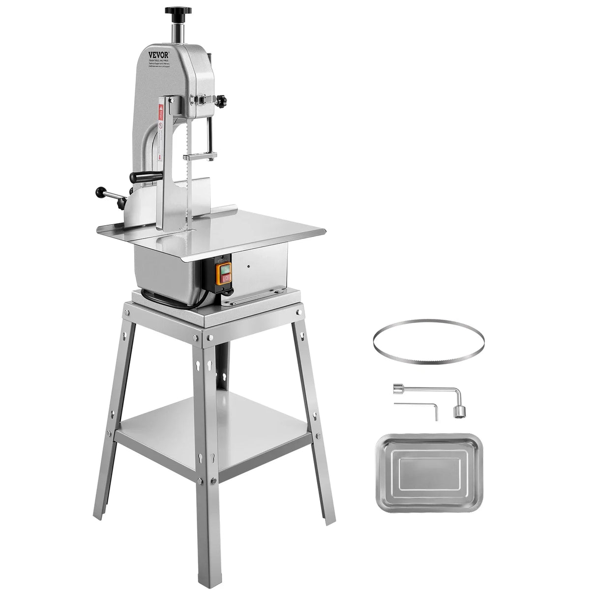 Electric Meat Saw, 850W Stainless Vertical Cutter,19.1"x15" Workbench,7.09" Cutting Thickness, w/5 Blades for Slicing Meat