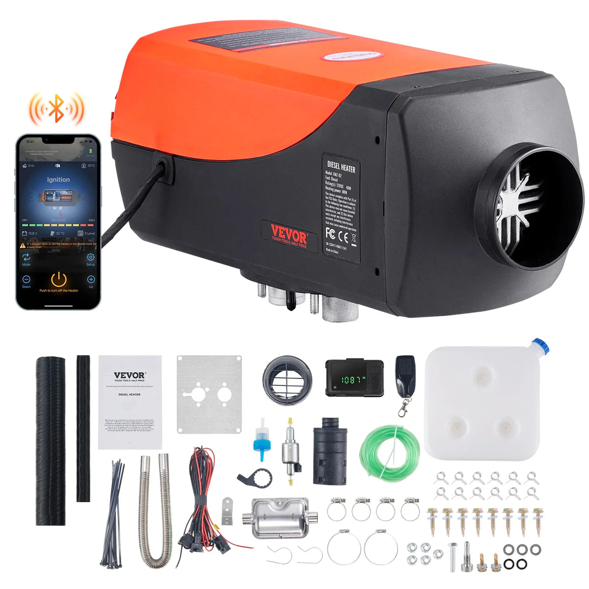 Diesel Air Heater Bluetooth App Control 12V 8KW Diesel Heater w/Remote Control LCD for RV Trailer Camper Van Boat Indoors