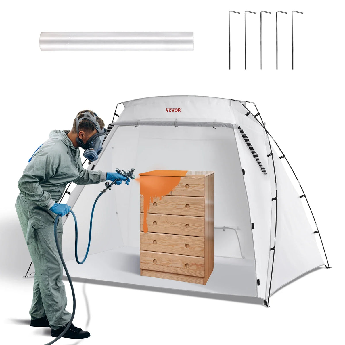 Portable Paint Booth Shelter 7.5x5.2x5.2/10x7x6ft Foldable Spray Painting Tent for Furniture Craft Project DIY Hobby Tool