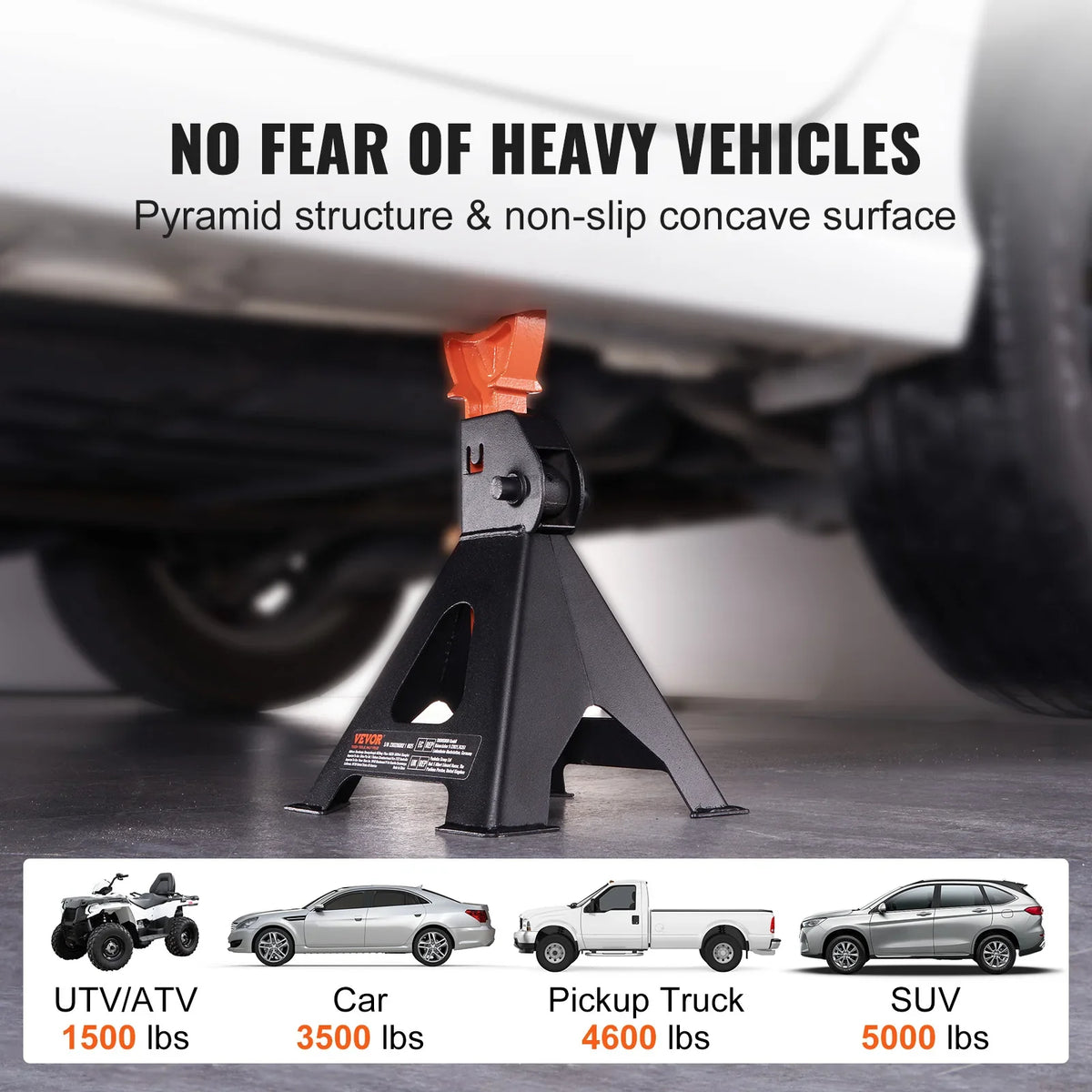 3 Ton (6,000 lbs) Capacity Car Jack Stands, 10.8-16.3 inch Adjustable Height, for lifting SUV, Pickup Truck, Car , 1 Pair