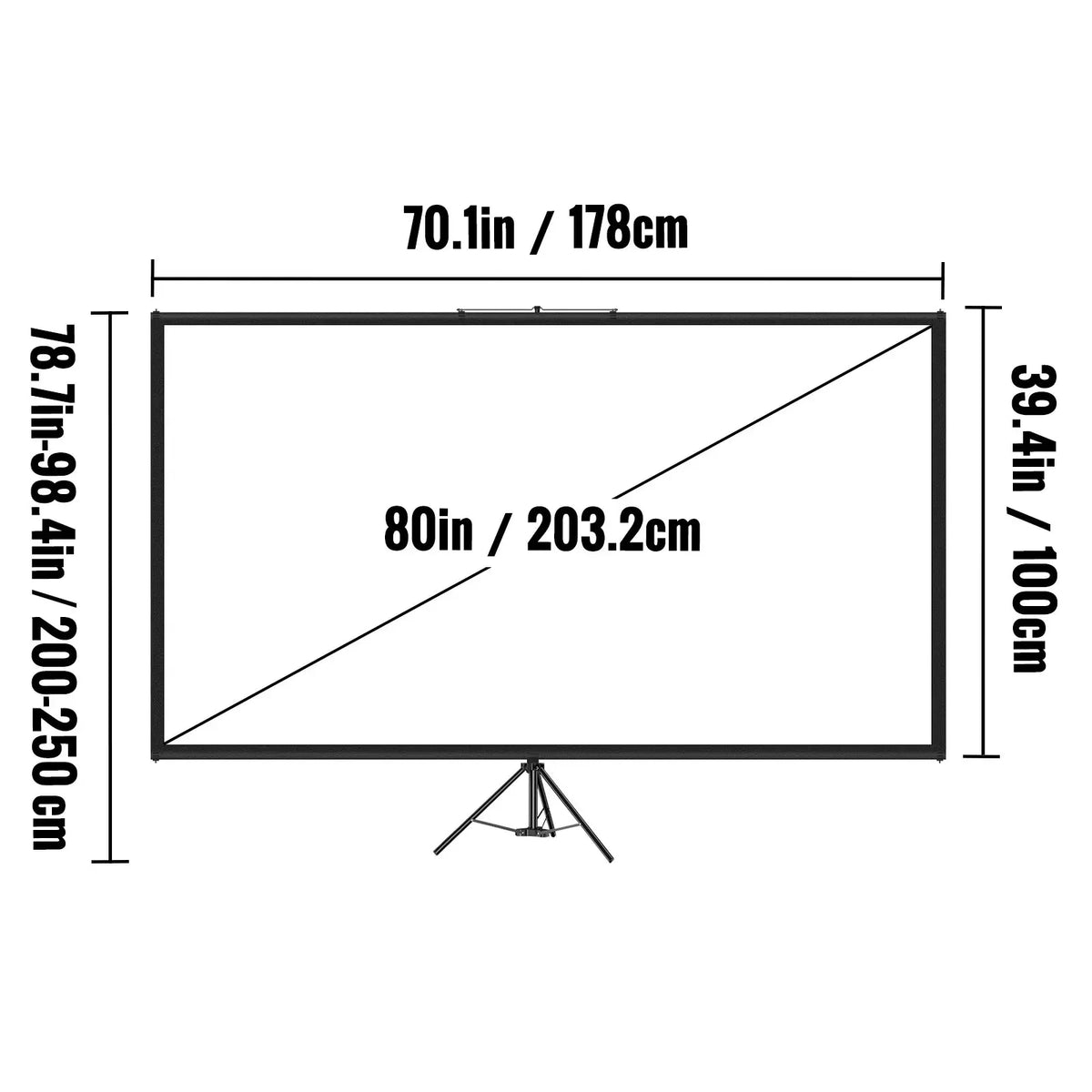 16:9 4K HD Adjustable Tripod Projector Screen Stand 60/70/80 90/100/110Inch Home Cinema for Indoor&Outdoor Projection