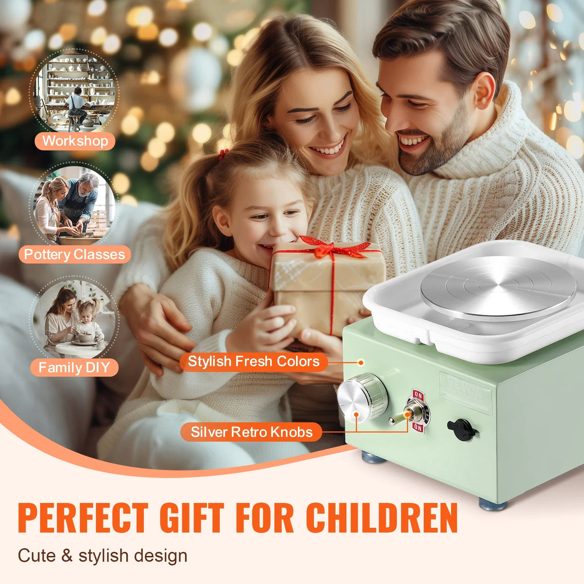 Mini Pottery Wheel 320RPM Adjustable Speed Electric Ceramic Wheel Machine for Art Craft Work Home DIY