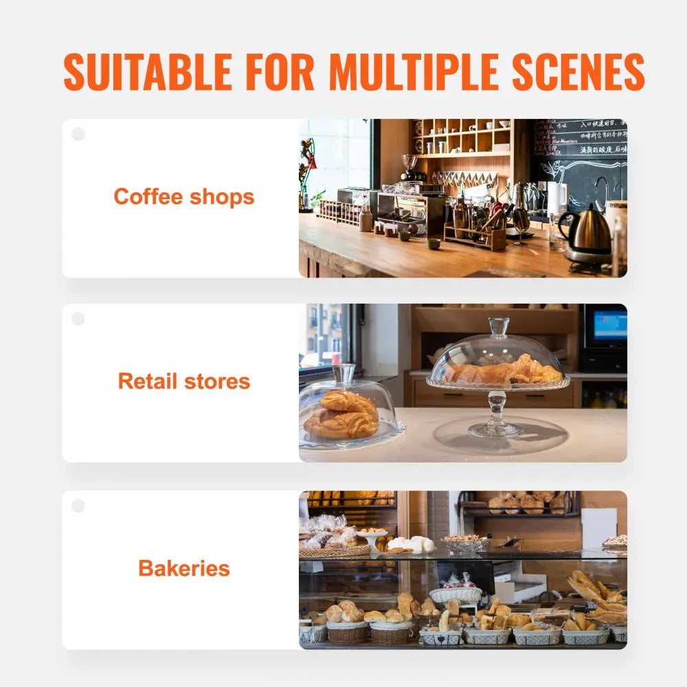 Commercial Countertop Pastry/Bakery Display Case, Acrylic Glass with Rear Door Access for Food Storage & Presentation