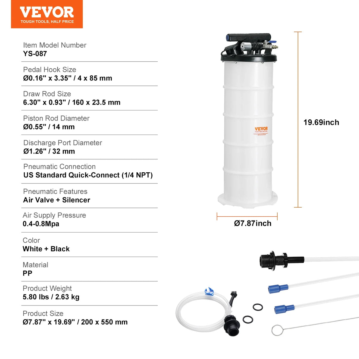6.5L/15L Pneumatic/Manual Fluid Extractor with Suction Hose Oil Changer Pump for Automotive Fluids Vacuum Evacuation