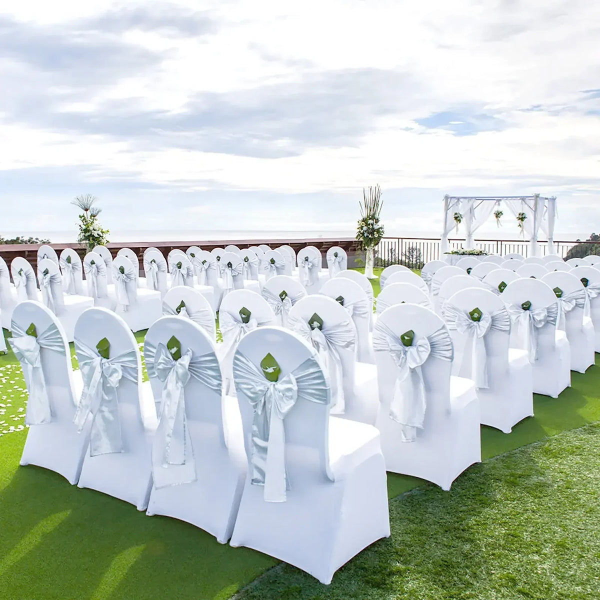 50pcs Chair Covers Wedding Spandex Stretch Fabric Removable Washable Protective Slipcovers for Restaurant Hotel Universal