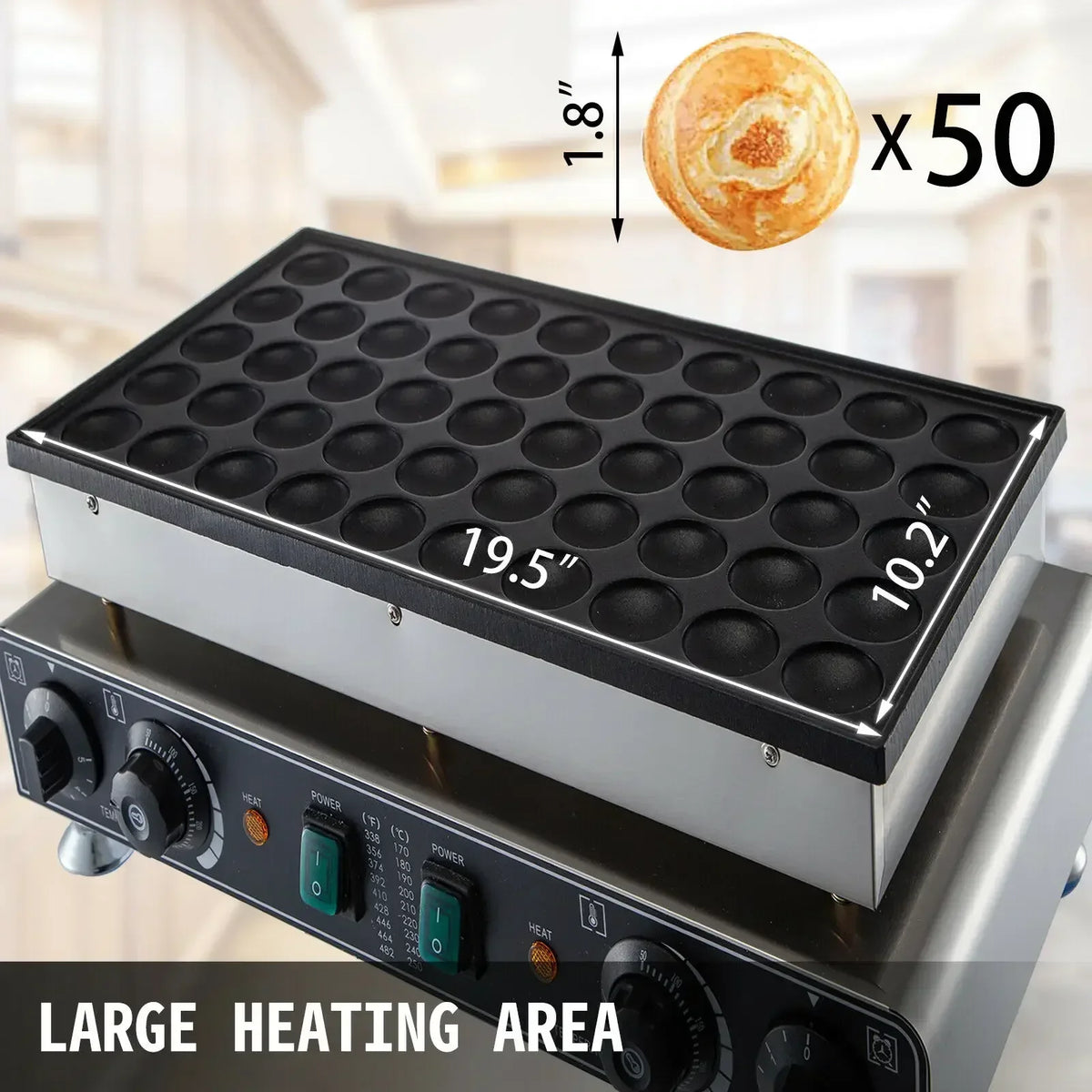 Electric Waffle Maker & Pancake Machine, 50 Pcs Commercial Mini Dorayaki/Dutch Poffertjes Cooker with Non-Stick Plates.