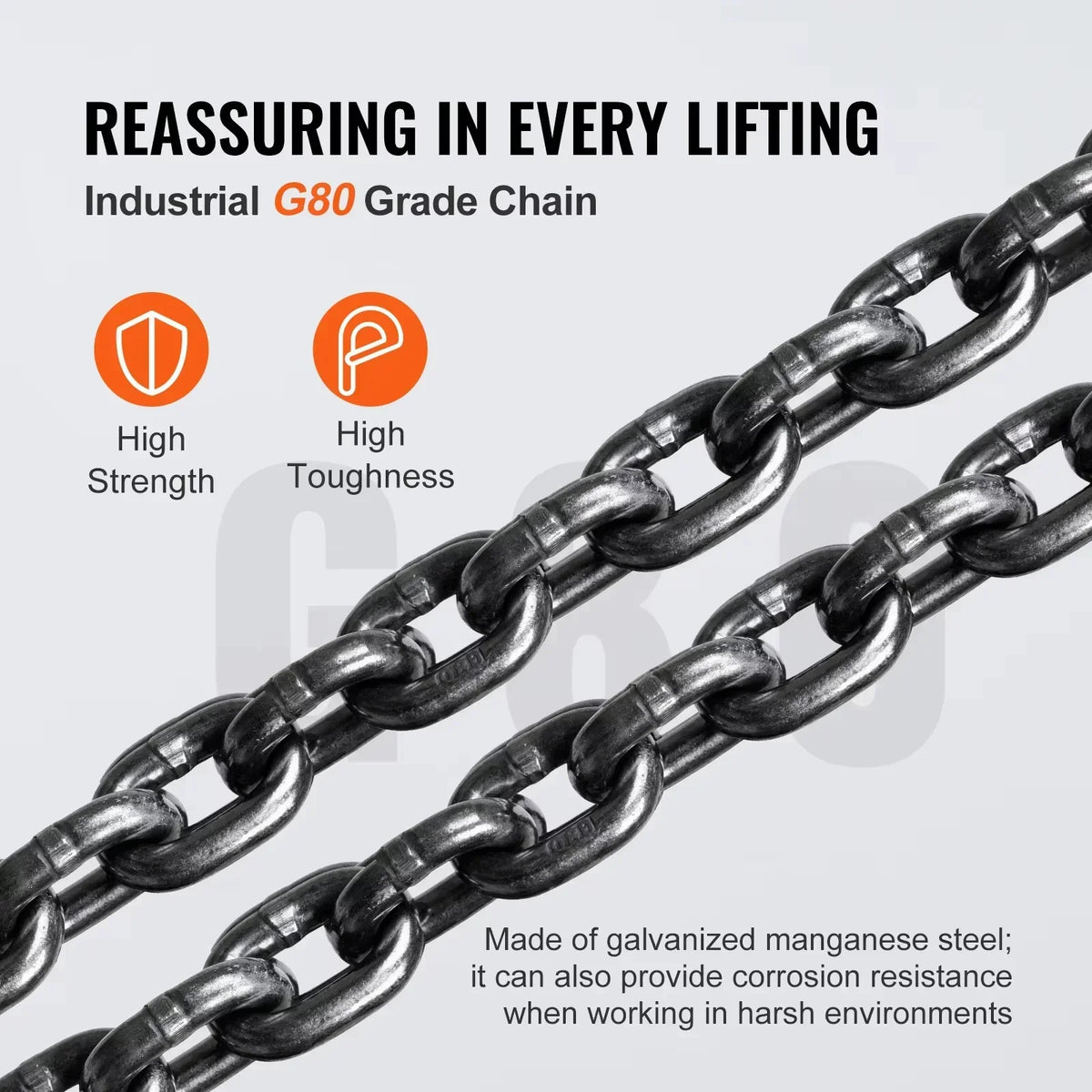 1/2/3T Manual Hand Chain Hoist G80 Galvanized Carbon Steel with Double-Pawl Brake Auto Chain Leading 360° Rotation Hook