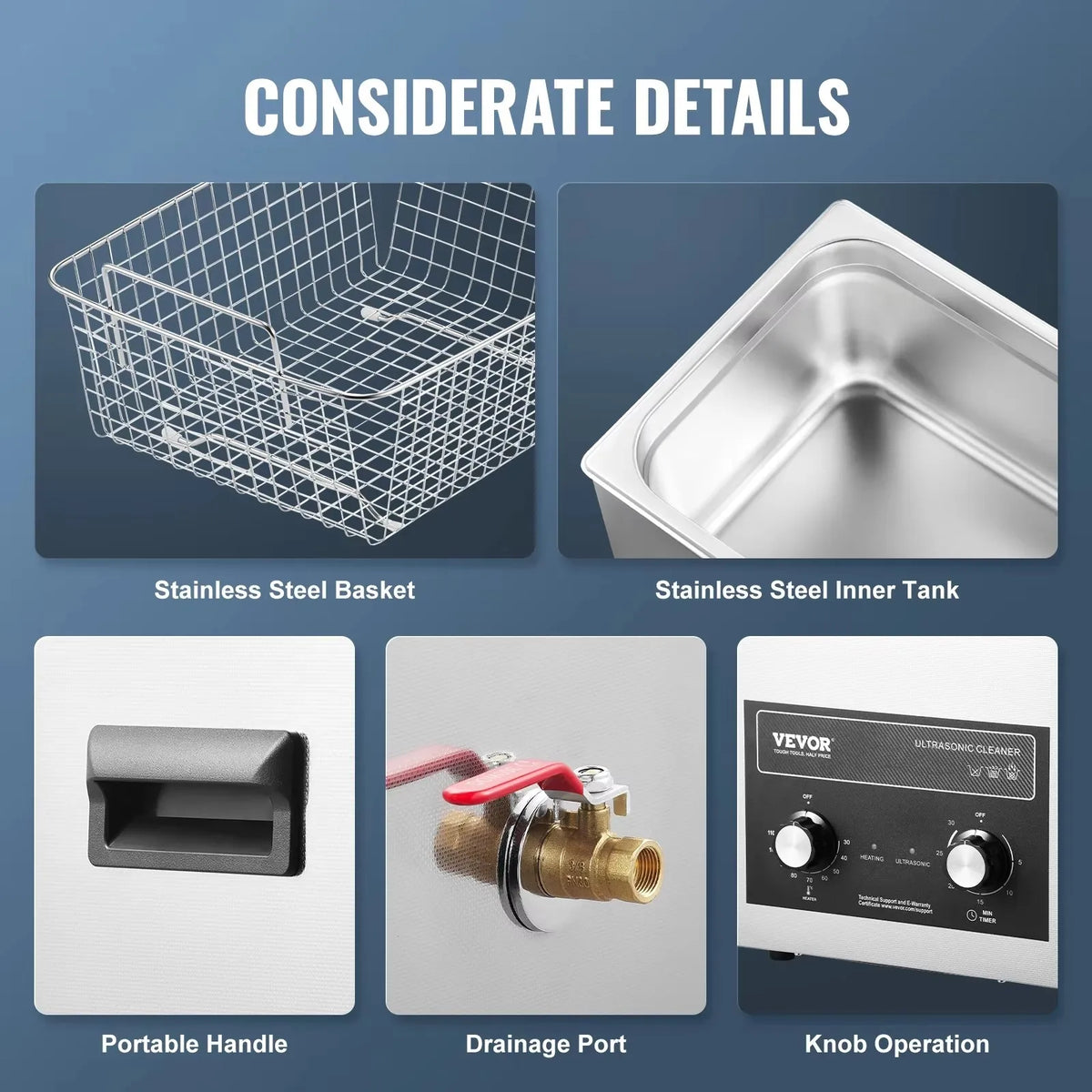 Ultrasonic Cleaner with Heater Timer 2/3/6/10/15/30L for Lab Tools Metal Parts Carburetor Brass Auto Parts Engine Parts