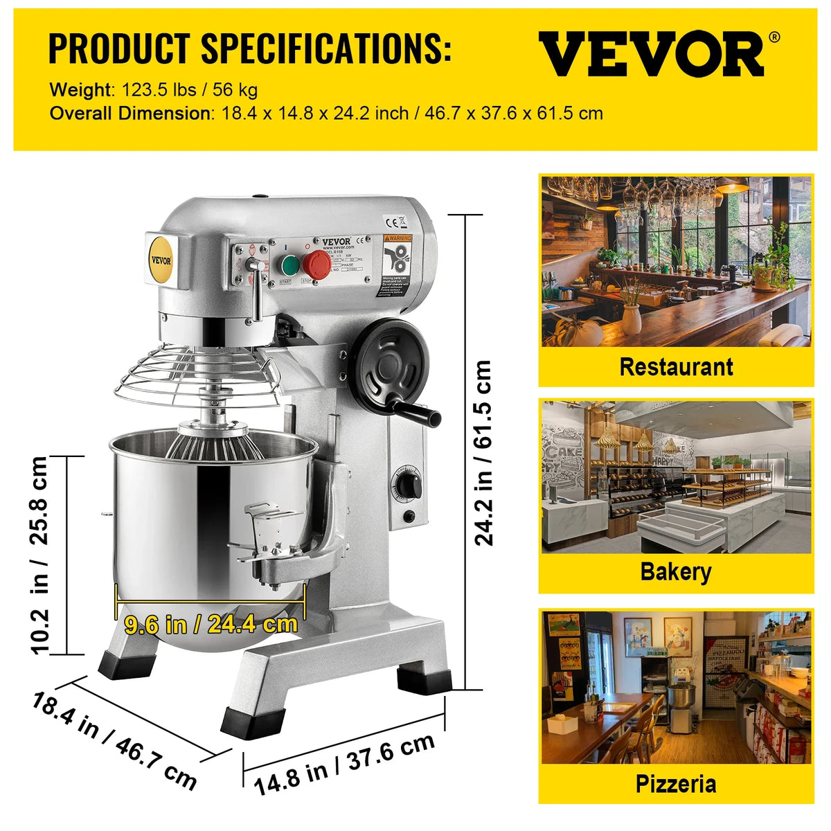 Commercial Food Mixer 10-30 Qt, Timer & Speed Control, Stainless Steel Bowl, Heavy Duty for Bakery/Pizzeria/Restaurant
