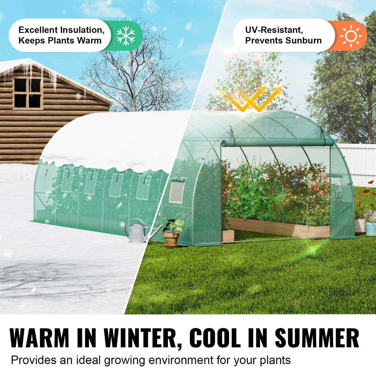 Walk-in Tunnel Greenhouse 20x10x7ft Hoop House Greenhouse Tunnel Upgrade Plant Green House for Plants to Resist Frost