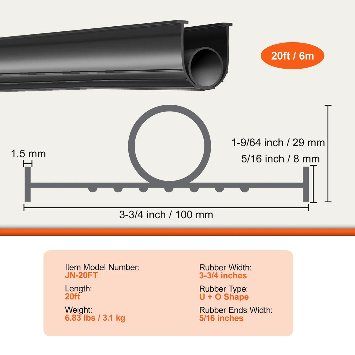 3m 4.8m 6m Garage Door Seals Bottom Rubber U Shape +O Ring Garage Door Weather Stripping Universal Weatherproof Rubber