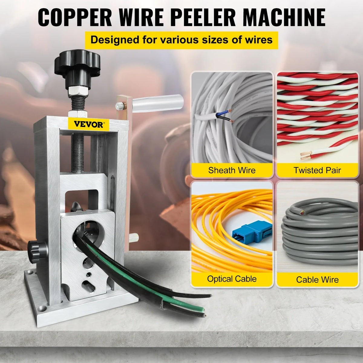 Wire Stripping Machine, 1.5-40 mm Drill Powered, Manual Copper Stripper w Heat Treated Steel Ultra Long Lasting Blade