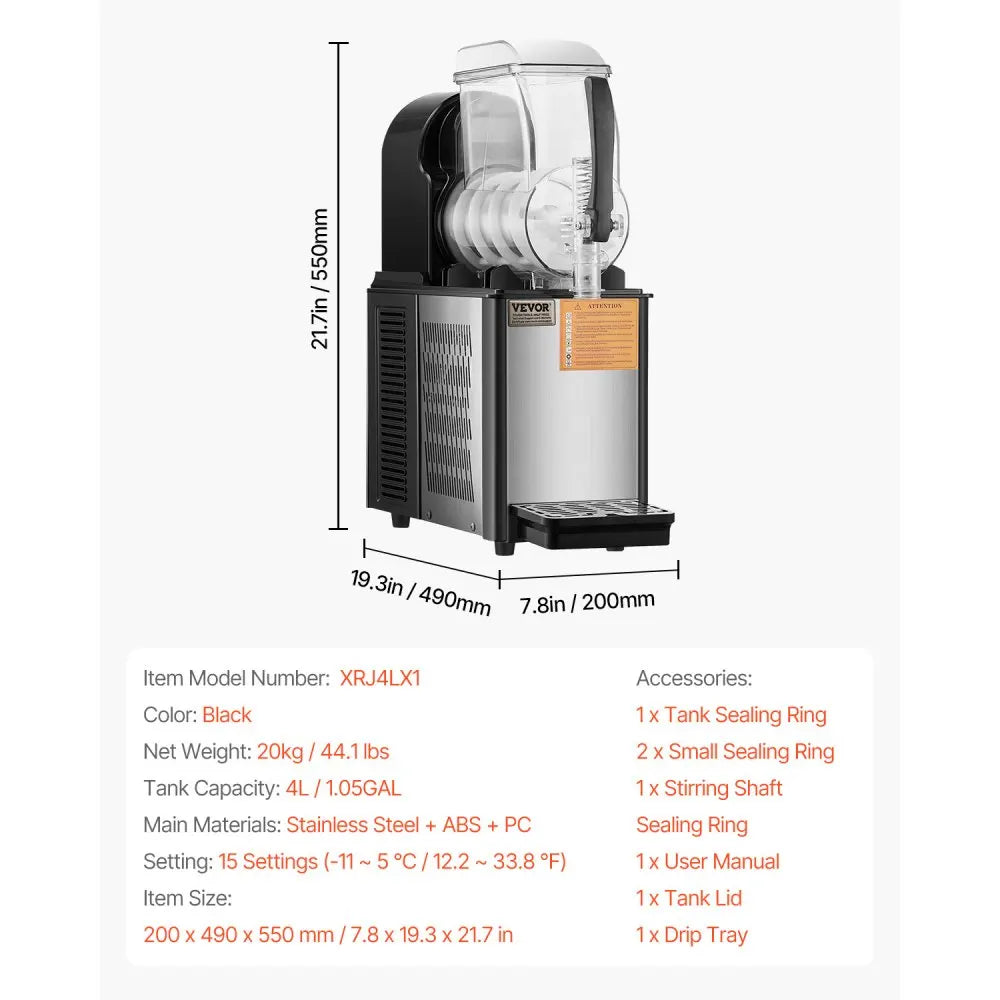 Commercial Slushy Machine Tank Margarita Maker Stainless Steel Smoothie Frozen Drink Maker for Supermarkets Cafes Bars