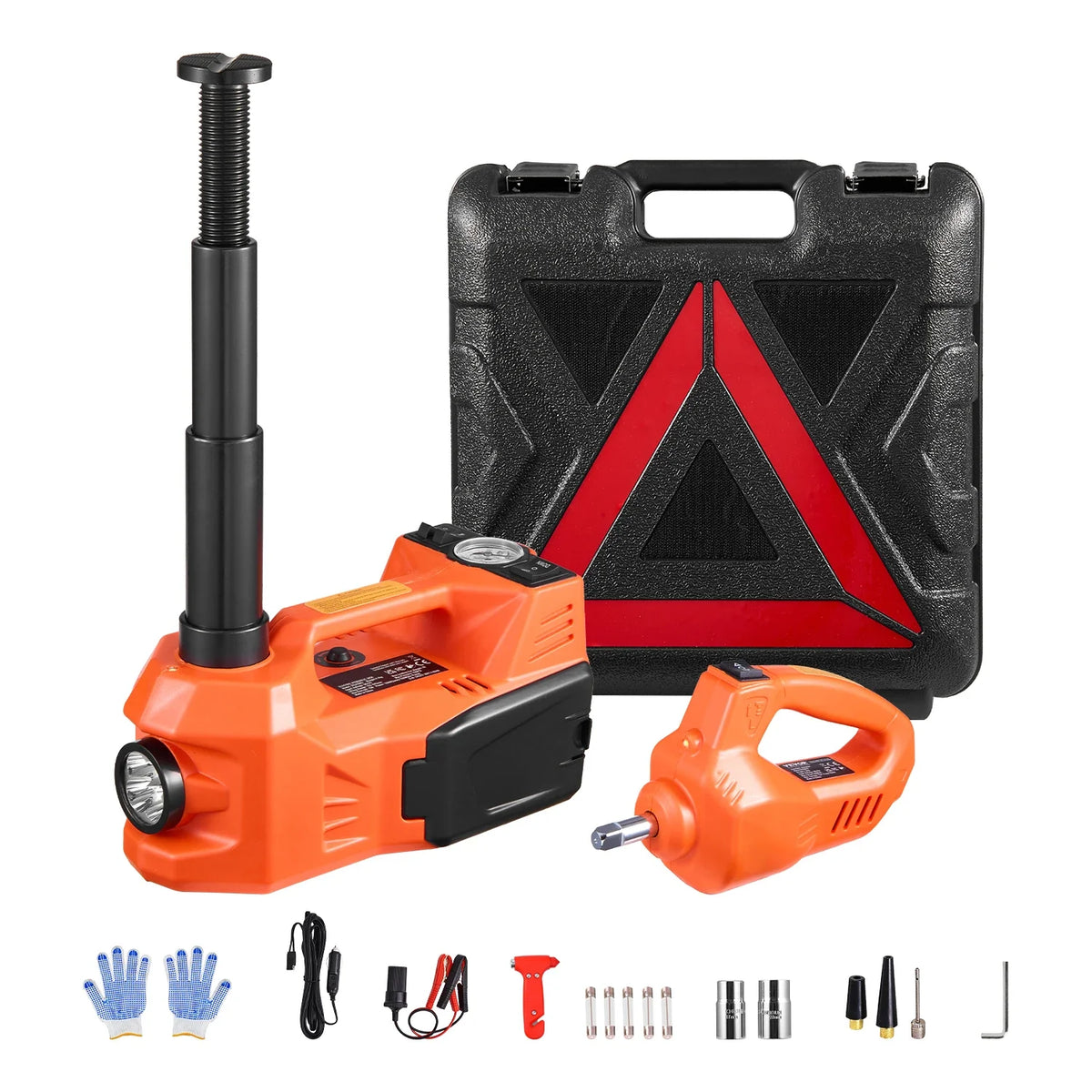 Electric Car Jack, 5T Electric Scissor Jack with Built-In Inflator 12V Tire Changer with  LED Light for Sedan, SUV, Truck