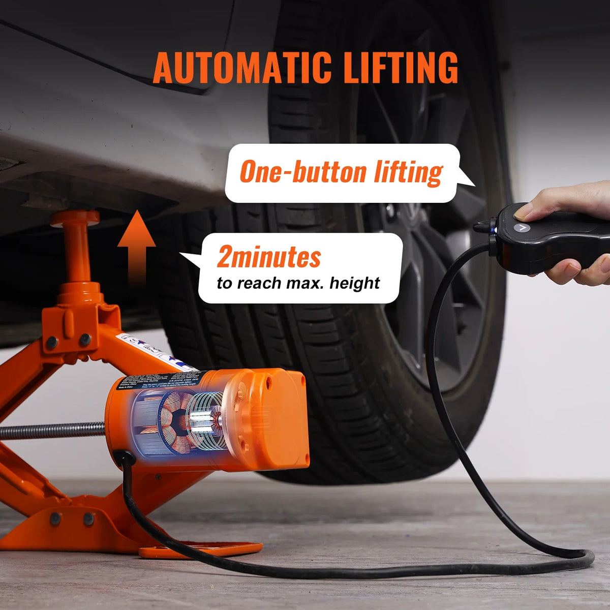 Electric Car Jack, 3 Tons Scissor Jack, 12V Electric Automatic Jack w/Double Saddles & Remote Control, Portable Car Jack