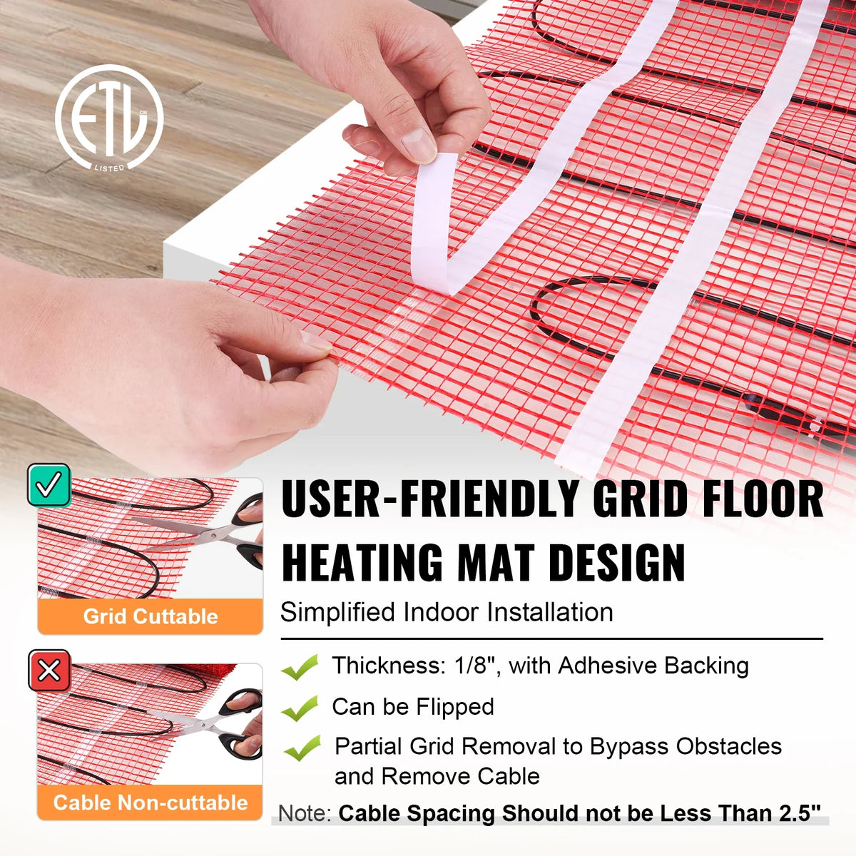 Floor Heating Mat 10/20100 Sq.ft. Electric Radiant Floor Heated Warm System w/ Digital Floor Sensing Thermostat for Honme