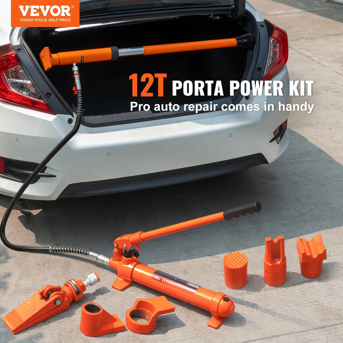 10/12 Ton Porta Power Kit, Hydraulic Jack, Auto Body Frame Repair Kit with Storage Case for Car Repair, Truck, Farm