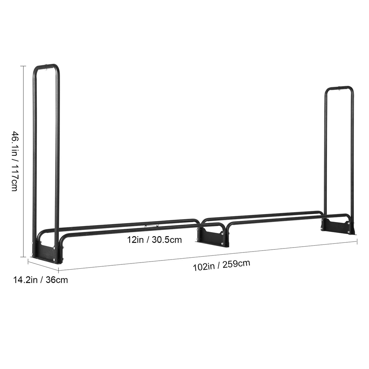 12.7FT Outdoor Firewood Rack with Cover Heavy Duty Firewood Holder & 600D Oxford Waterproof Cover for Fireplace Patio
