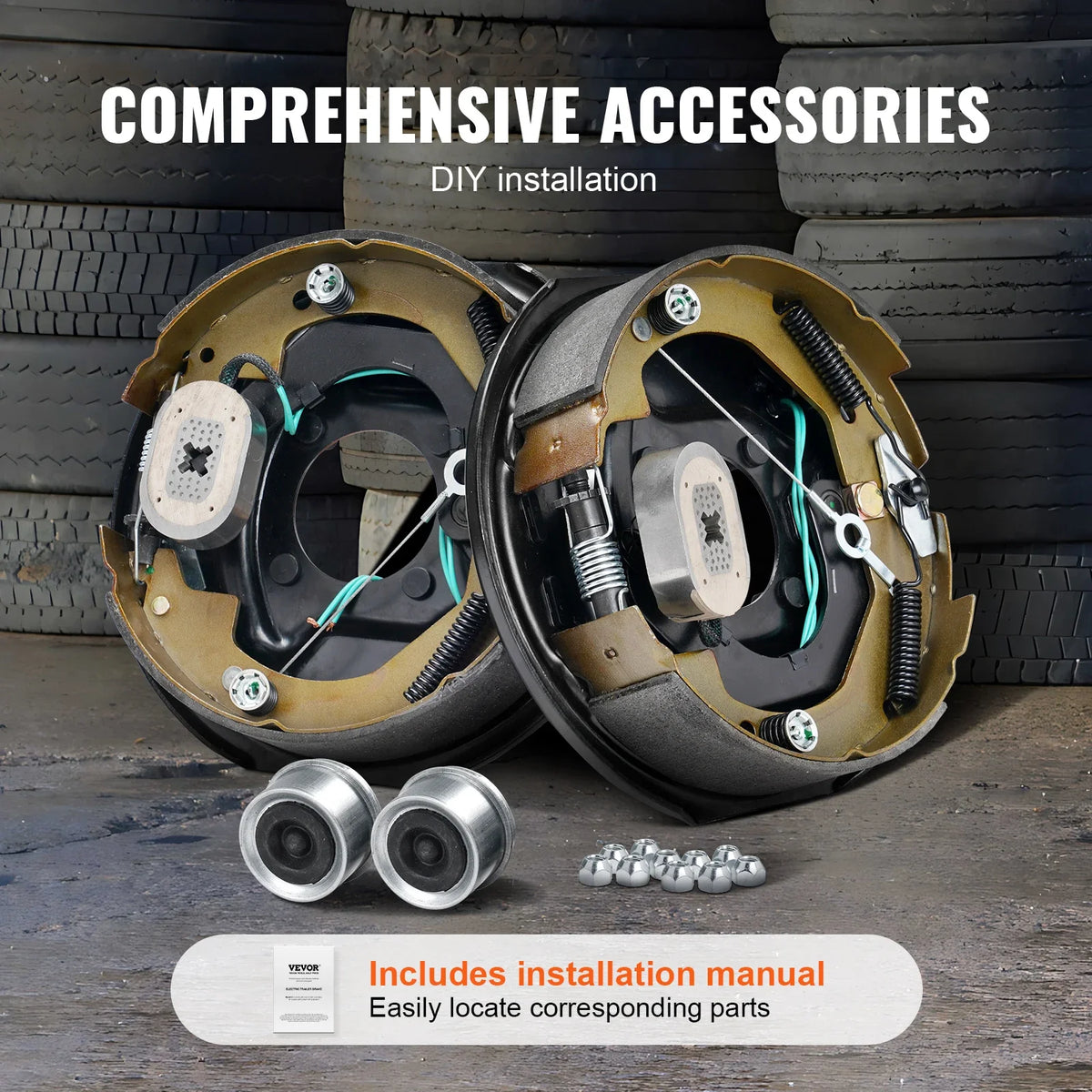 1 Pair 3500/7000 lbs Electric Trailer Brake Assembly Self-Adjusting Axle Backing Plates for Brake System Part Replacement
