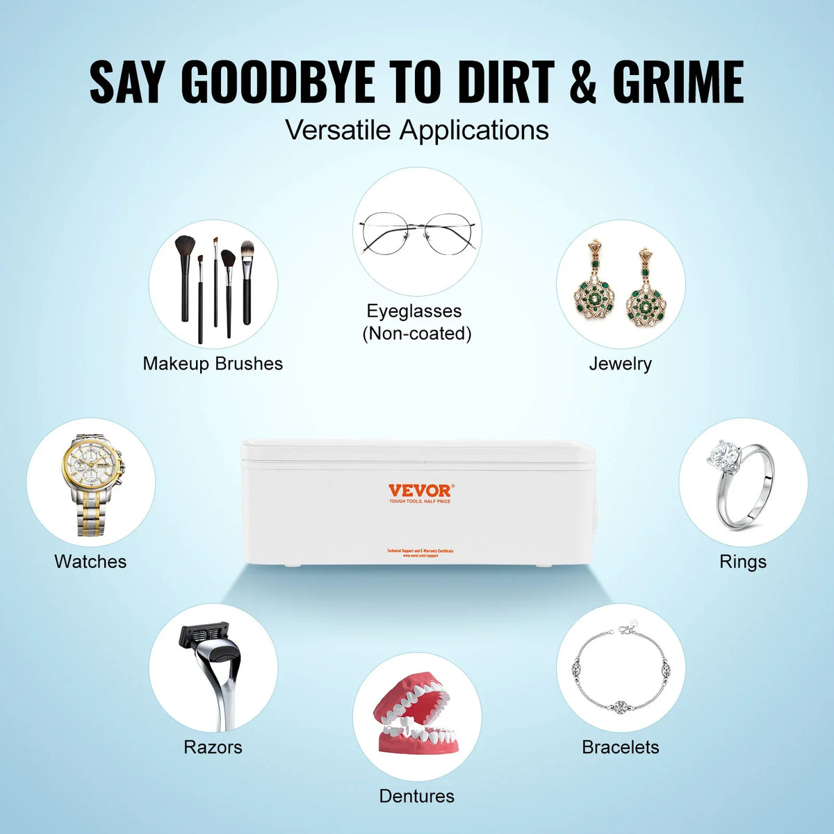 Ultrasonic Cleaner Machine 470ml w/ 4 Timer Modes,Portable ultrasonic jewelry cleaner w/ Cleaning Basket,for Eyeglasses