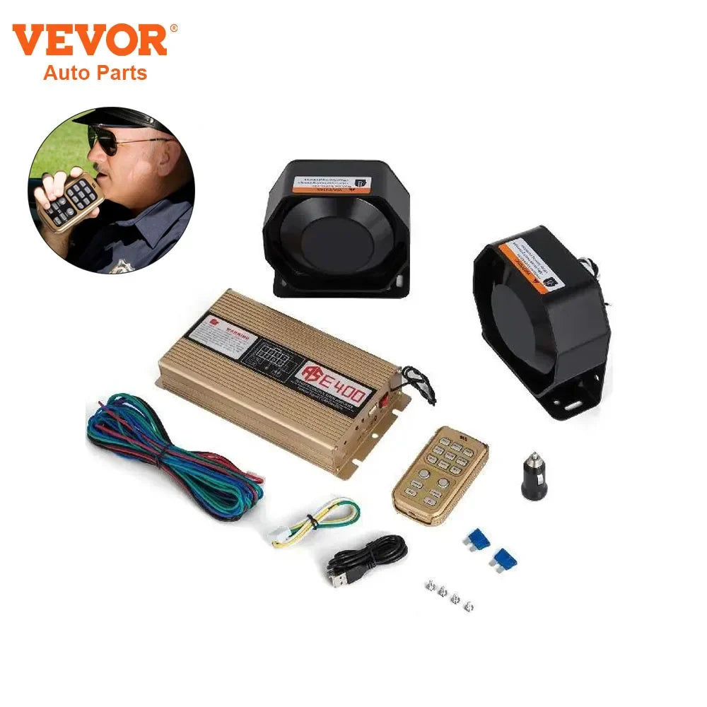 Car Warning Alarm 200W 8/18 Sounds 12V Loud 1/2 Horn Police Fire Siren PA Speaker MIC System for All Specific Vehicles
