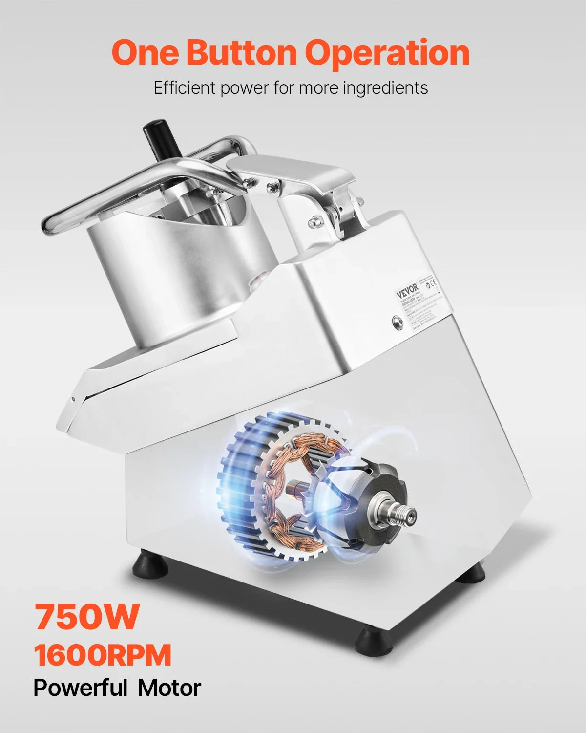 Food Processor & Vegetable Chopper,2 Feeding Holes Food-Grade Stainless Steel Food Processor Chopper w/Detachable 6 Blades