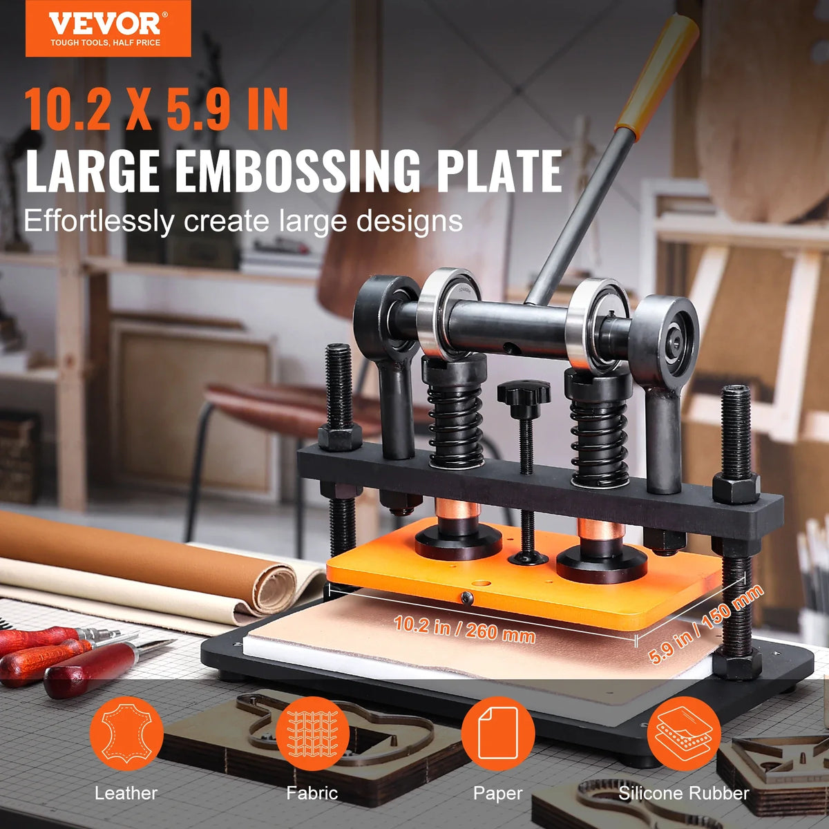 Leather Cutting Machine Embossing Plate Manual Die Cutter 0.47 in Pressure Stroke Leather Embossing Machine