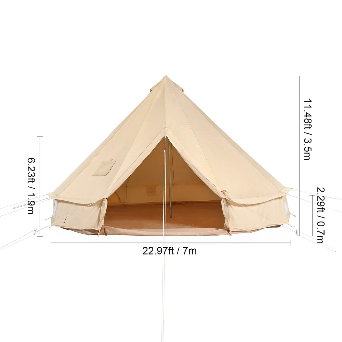 Canvas Tent 5 m/16.4 ft Bell Tent for Camping w/Stove Jack Breathable Yurt Tent for 8 People Camping Outdoor Hunting Party