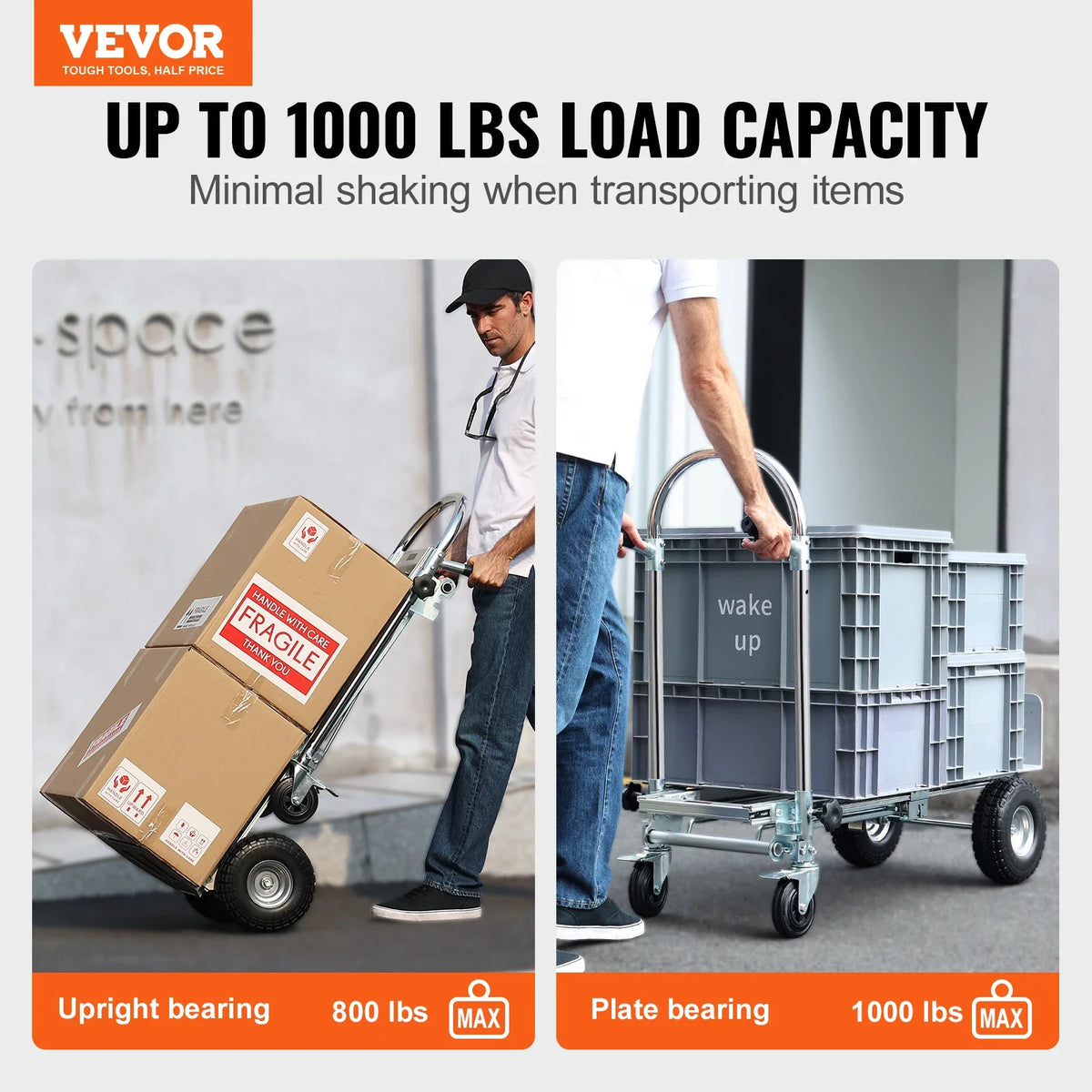 Aluminum Folding Hand Truck Heavy Duty Industrial Collapsible Dolly Cart for Transport and Moving in Warehouse Supermarket