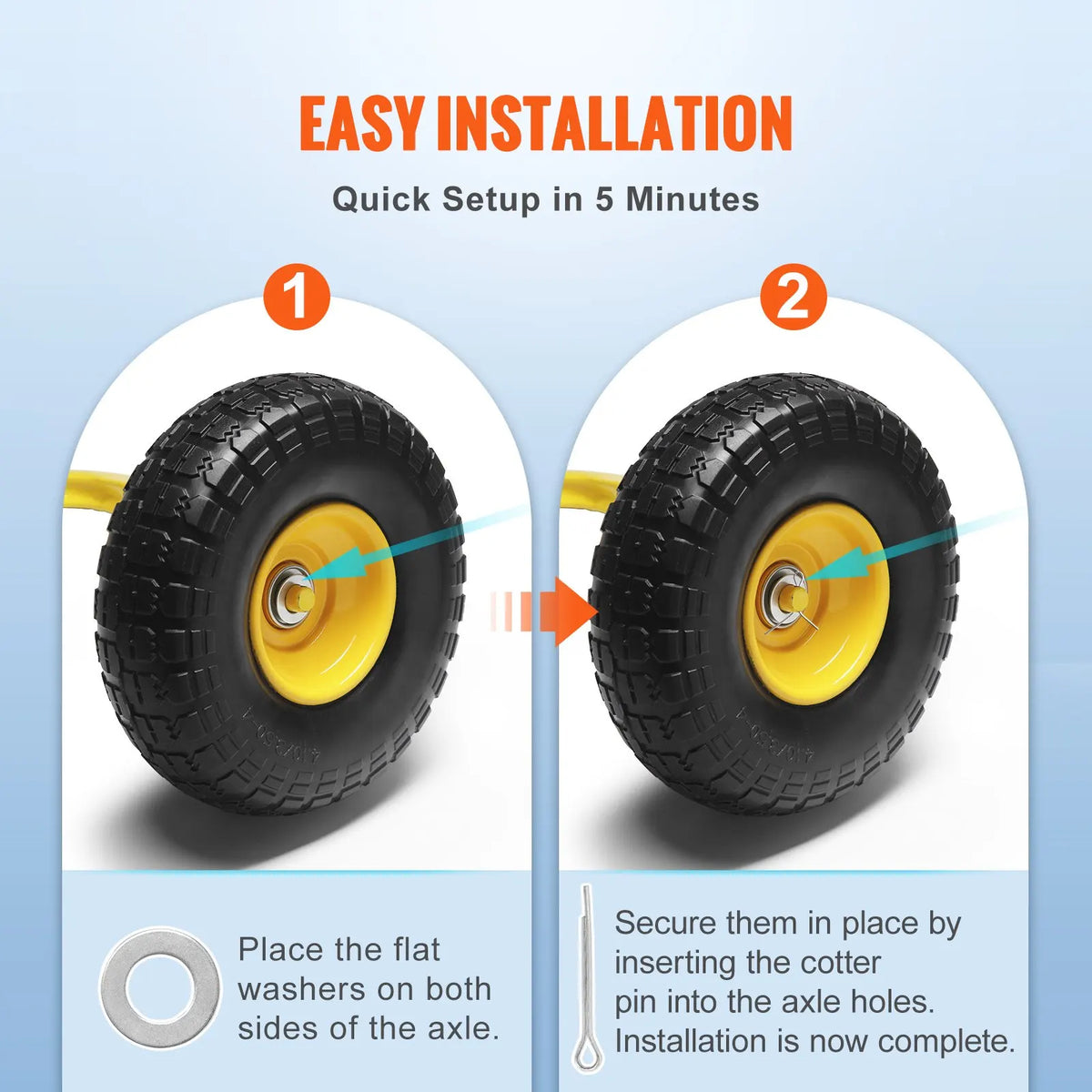 10" Solid PU Tire & Wheel Set (2-Pack),400 lbs Load, Flat-Free Tubeless for Hand Trucks, Carts, Dollies & Trailers