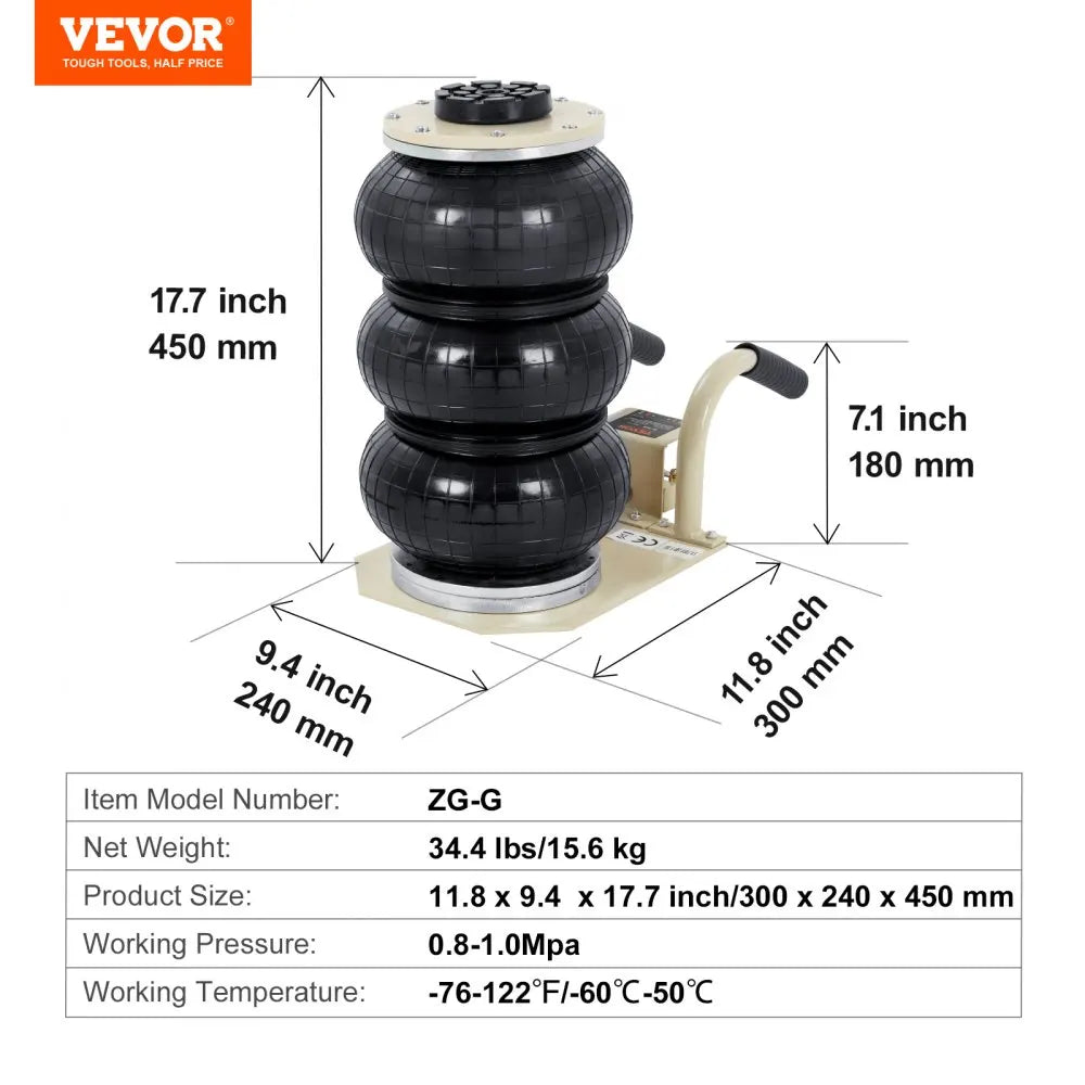 Triple Bag Air Jack 3 Ton (6600 lbs) Capacity Portable Pneumatic Car Jacks Heavy Duty&Quick Lifting for Garage Car Repair