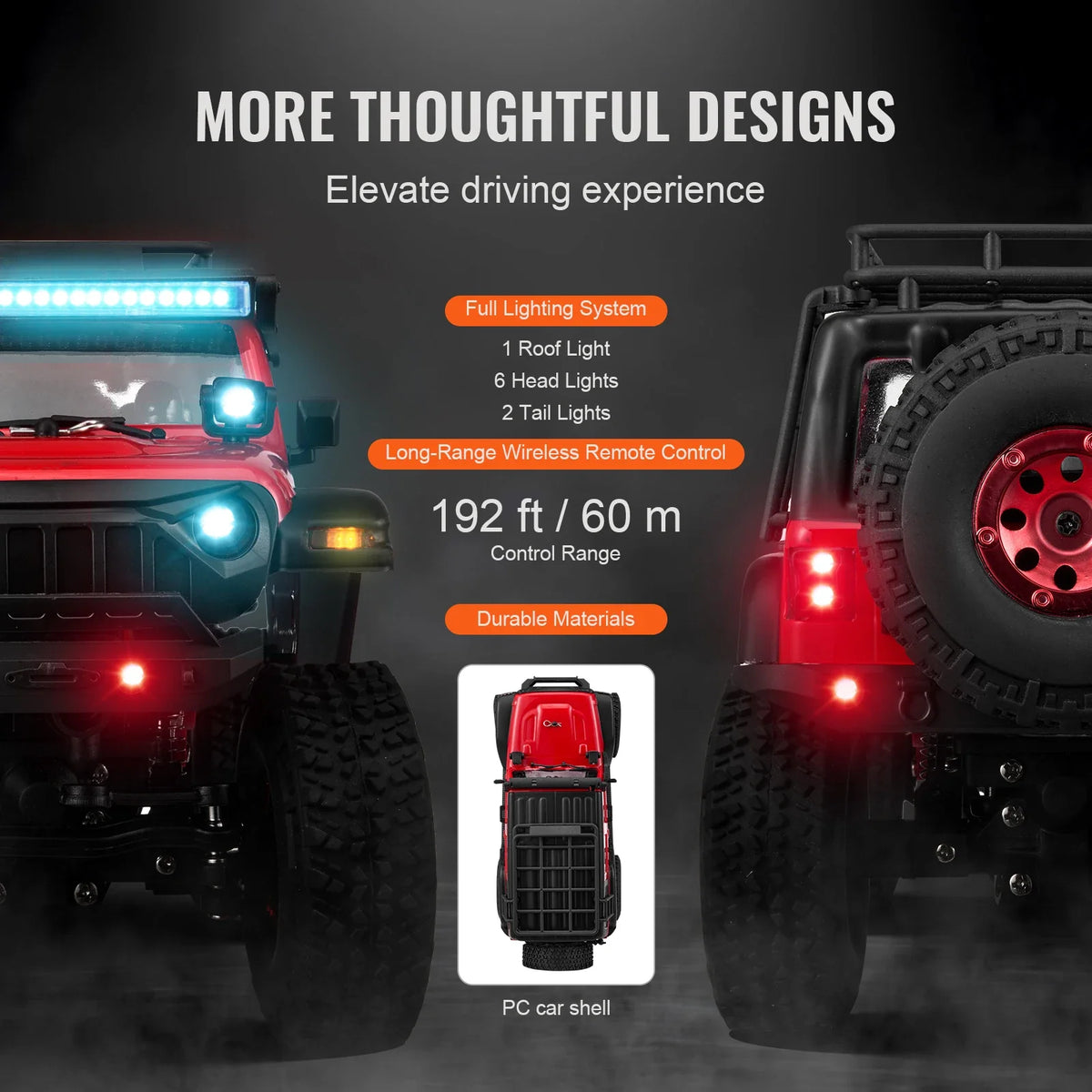 Fast RC Cars 3km/h 1/24 Off Road All Terrain 4WD with Full Lighting Remote Control Racing Truck for Adults and Kids Toys