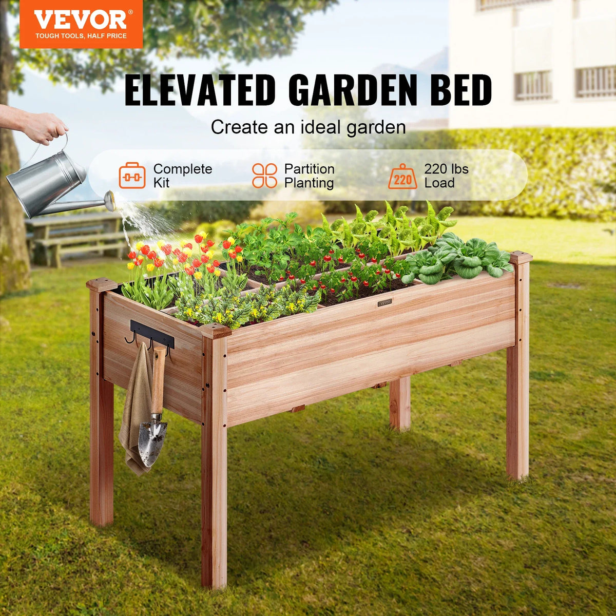 Raised Garden Bed 3.9x1.9x2.5ft Garden Wooden Planter Box Elevated Outdoor Planting Boxes for Growing Flowers/Vegetables