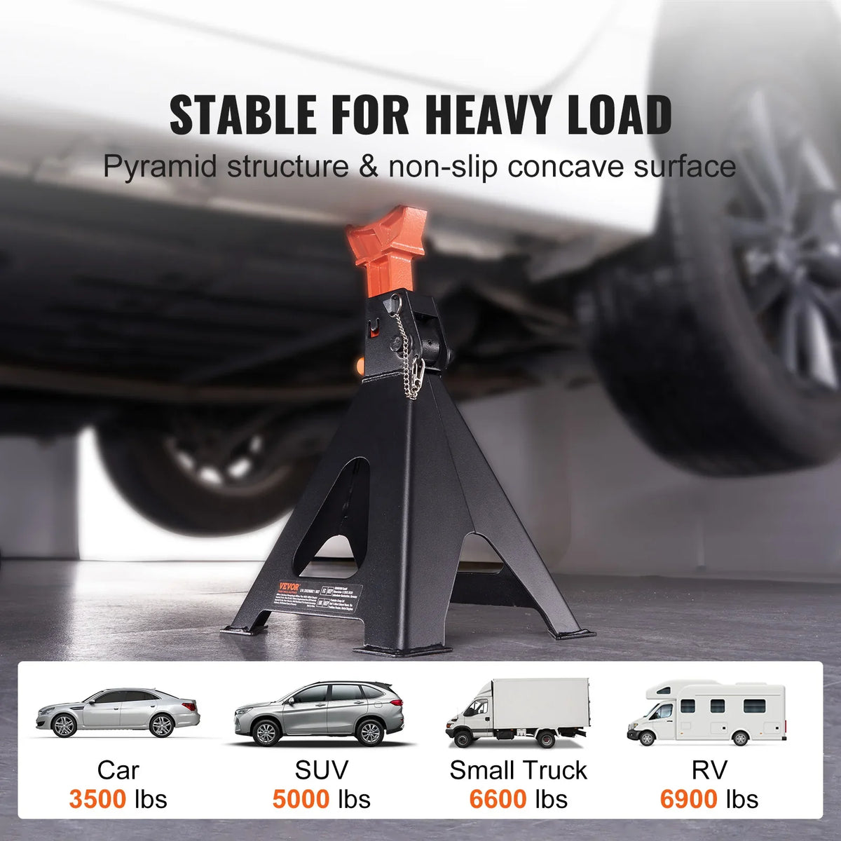 1 Pair Jack Stands, 3/6 Ton Capacity Car Jack Stands Double Locking, for lifting SUV, Pickup Truck, Car and UTV/ATV