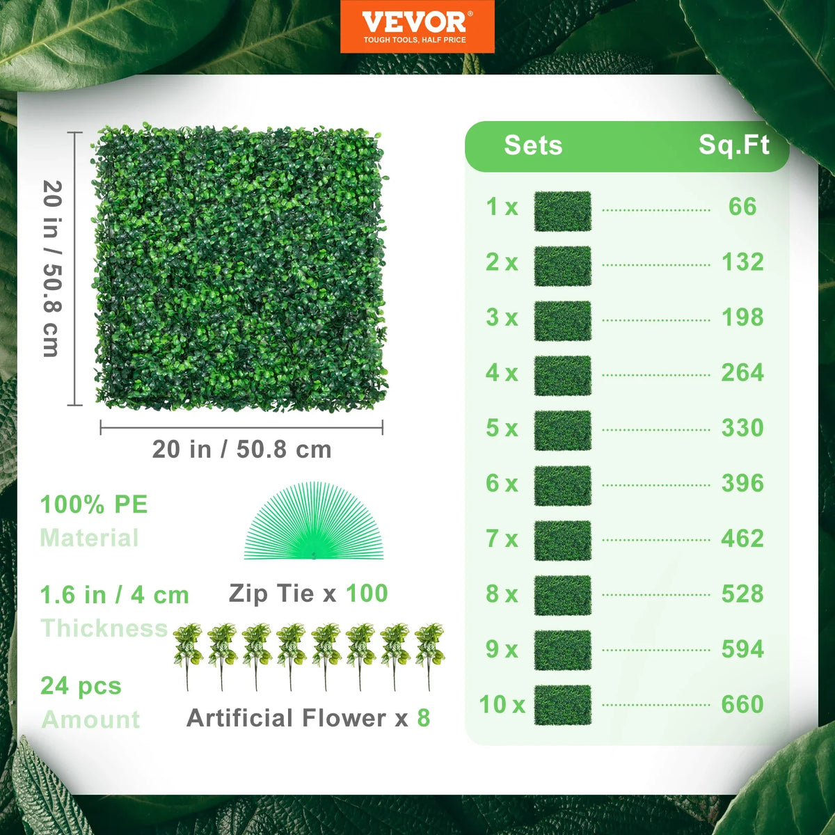 Artificial Boxwood Panel 24pcs Fake Hedge Wall Panels 20"X20" Artificial Grass Backdrop for Decor Privacy/Fence/Indoor